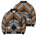 Personalised Aotearoa Niho Taniwha Motif Bomber Puffer Jacket Gold Style - Aussie Hoodie