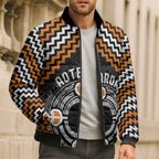 Personalised Aotearoa Niho Taniwha Motif Bomber Puffer Jacket Gold Style - Aussie Hoodie
