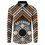 Personalised Aotearoa Niho Taniwha Motif Button Sweatshirt Gold Style