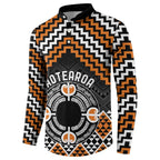 Personalised Aotearoa Niho Taniwha Motif Button Sweatshirt Gold Style