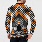 Personalised Aotearoa Niho Taniwha Motif Button Sweatshirt Gold Style