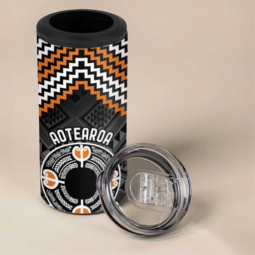 Personalised Aotearoa Niho Taniwha Motif 4 in 1 Can Cooler Tumbler Gold Style
