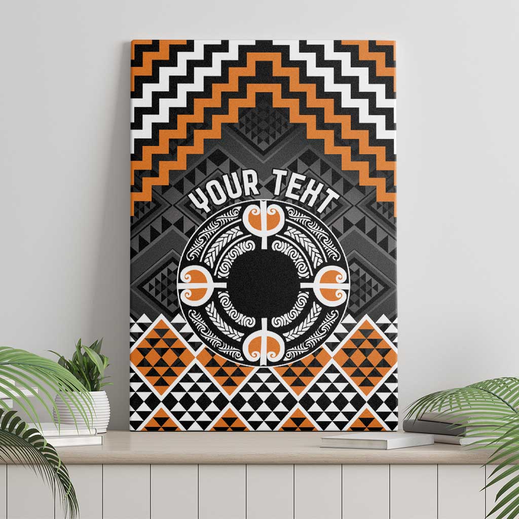 Personalised Aotearoa Niho Taniwha Motif Canvas Wall Art Gold Style