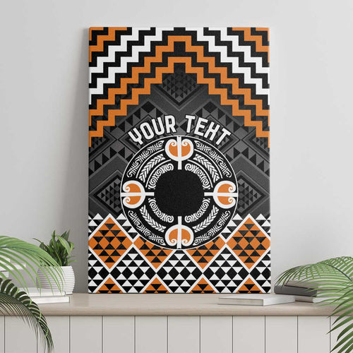 Personalised Aotearoa Niho Taniwha Motif Canvas Wall Art Gold Style