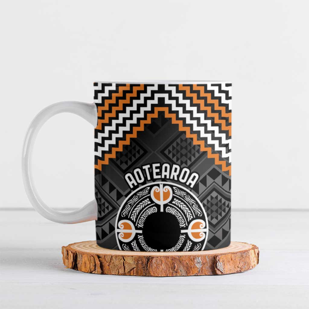 Personalised Aotearoa Niho Taniwha Motif Ceramic Mug Gold Style - Aussie Hoodie