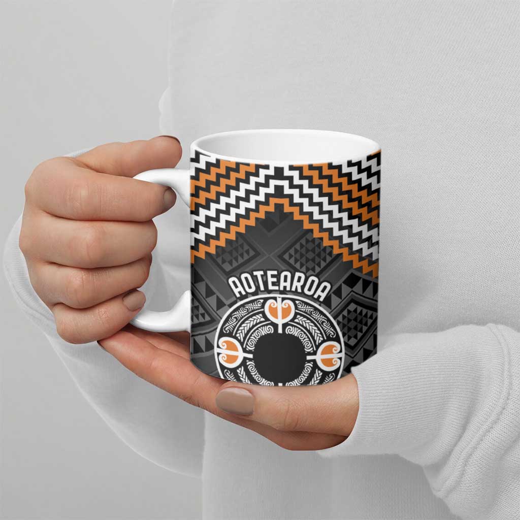 Personalised Aotearoa Niho Taniwha Motif Ceramic Mug Gold Style - Aussie Hoodie