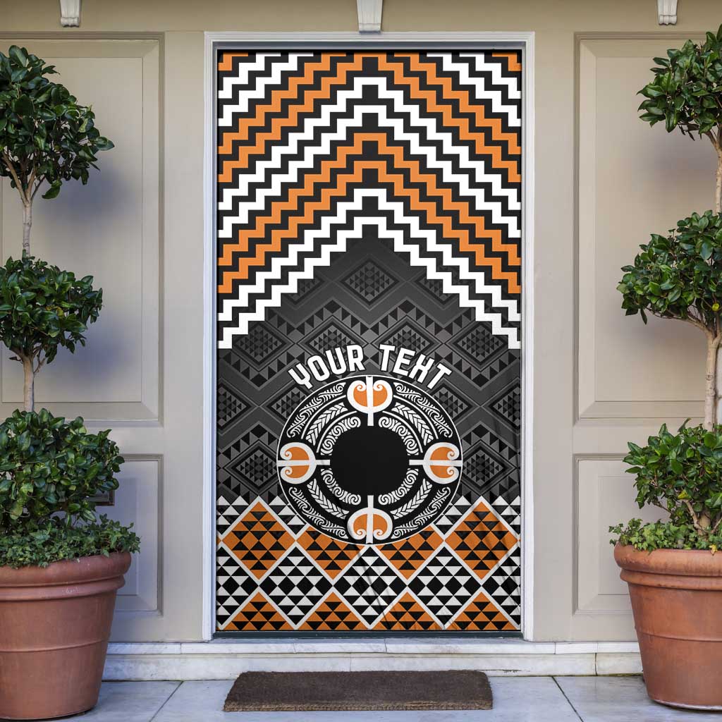 Personalised Aotearoa Niho Taniwha Motif Door Cover Gold Style - Aussie Hoodie
