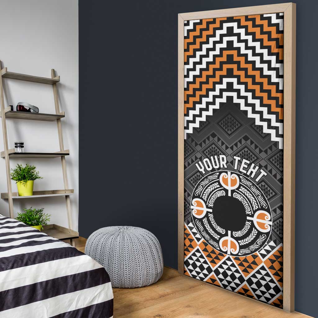 Personalised Aotearoa Niho Taniwha Motif Door Cover Gold Style - Aussie Hoodie