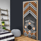 Personalised Aotearoa Niho Taniwha Motif Door Cover Gold Style - Aussie Hoodie