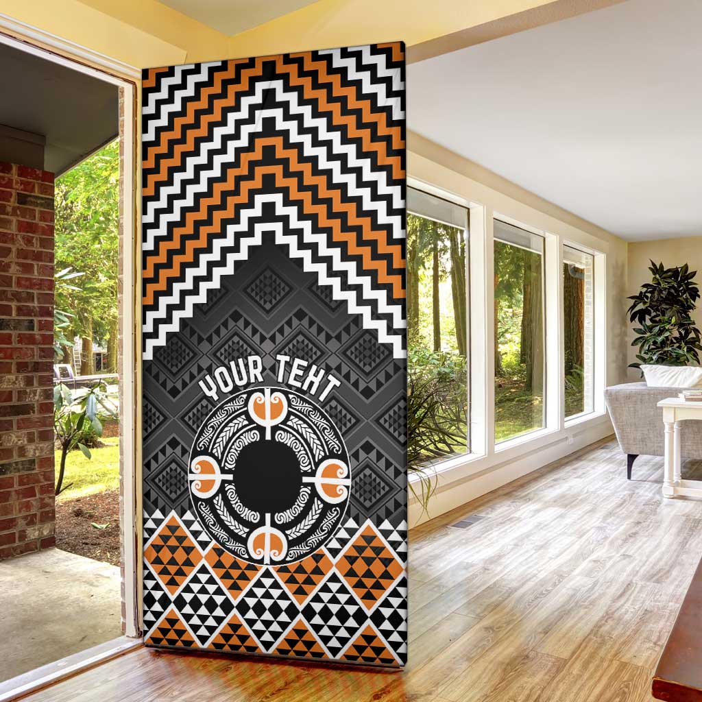 Personalised Aotearoa Niho Taniwha Motif Door Cover Gold Style - Aussie Hoodie