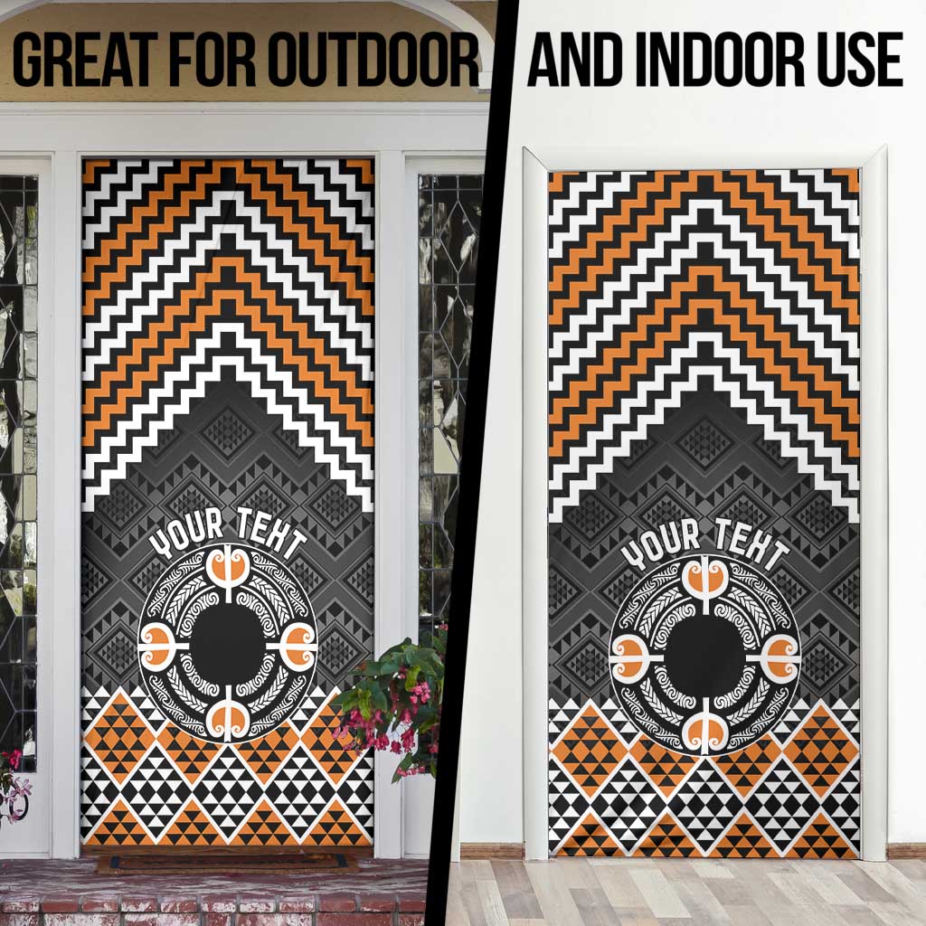 Personalised Aotearoa Niho Taniwha Motif Door Cover Gold Style - Aussie Hoodie