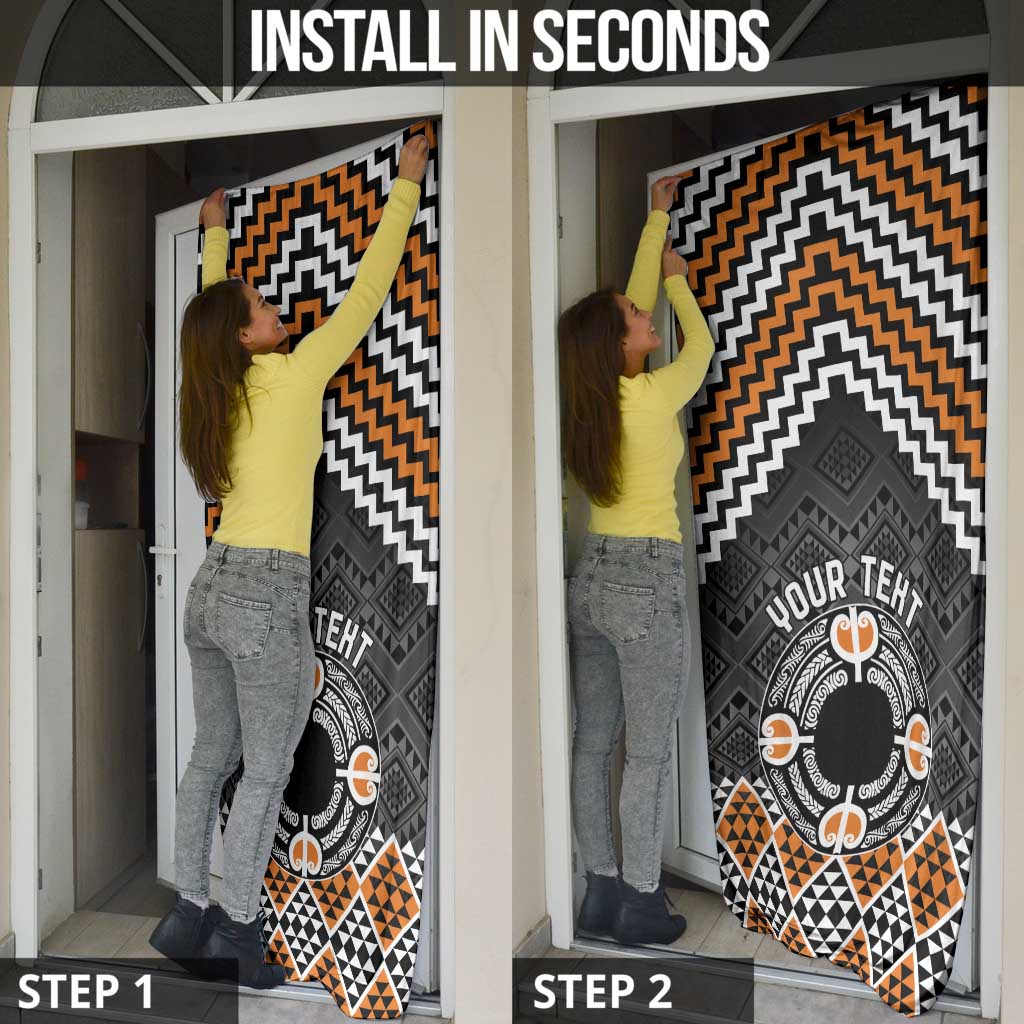 Personalised Aotearoa Niho Taniwha Motif Door Cover Gold Style - Aussie Hoodie