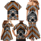 Personalised Aotearoa Niho Taniwha Motif Family Matching Mermaid Dress and Hawaiian Shirt Gold Style