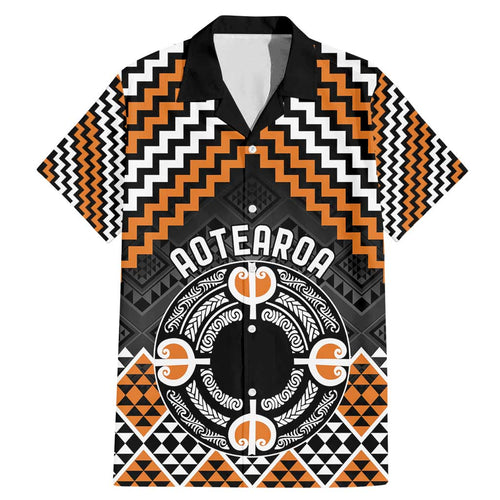 Personalised Aotearoa Niho Taniwha Motif Family Matching Mermaid Dress and Hawaiian Shirt Gold Style