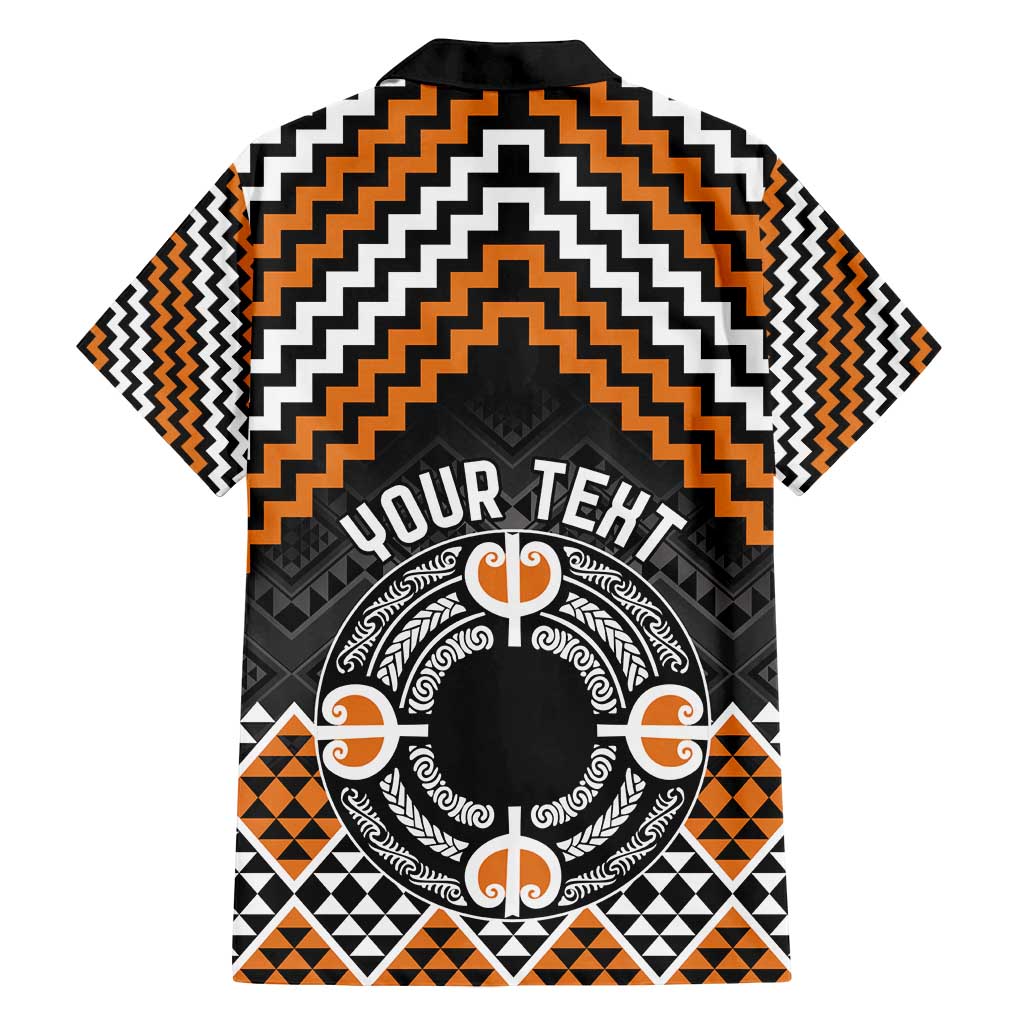 Personalised Aotearoa Niho Taniwha Motif Family Matching Puletasi and Hawaiian Shirt Gold Style