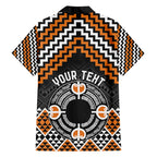 Personalised Aotearoa Niho Taniwha Motif Family Matching Short Sleeve Bodycon Dress and Hawaiian Shirt Gold Style