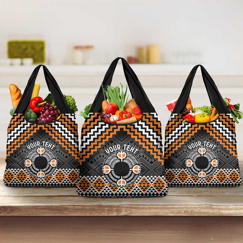 Personalised Aotearoa Niho Taniwha Motif Grocery Bag Gold Style