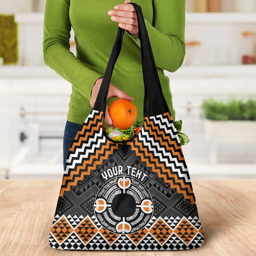 Personalised Aotearoa Niho Taniwha Motif Grocery Bag Gold Style