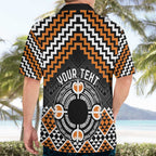 Personalised Aotearoa Niho Taniwha Motif Hawaiian Shirt Gold Style