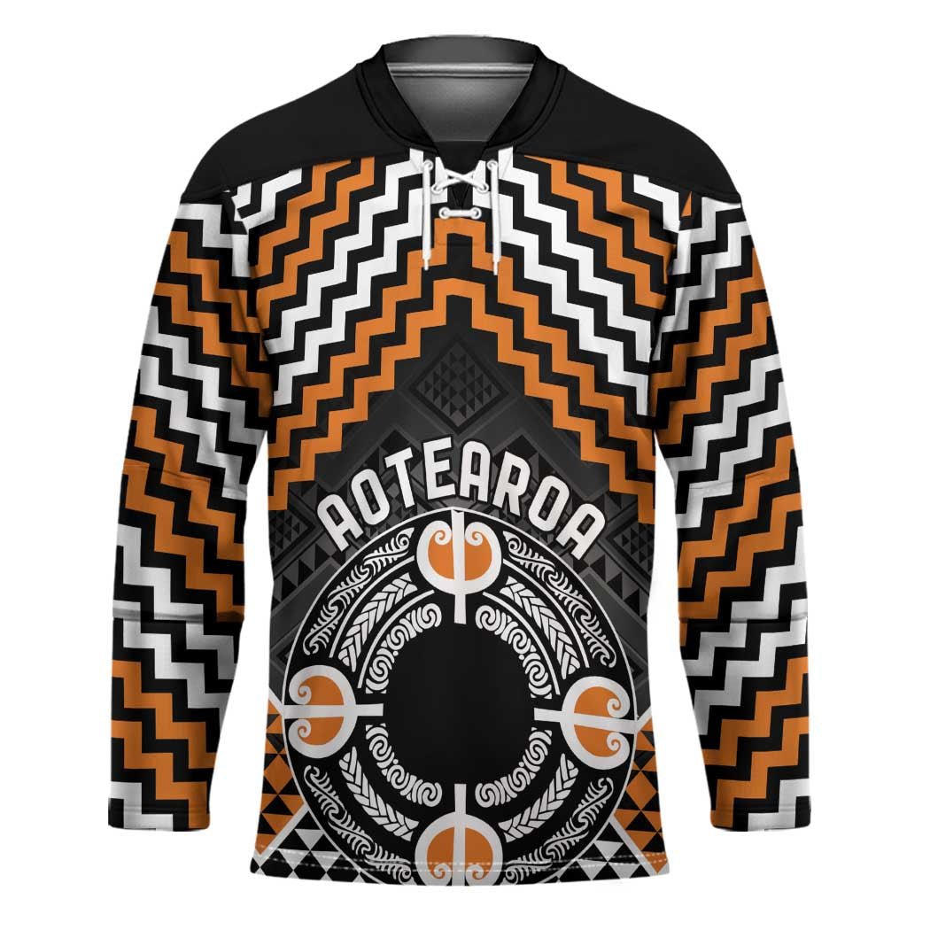 Personalised Aotearoa Niho Taniwha Motif Hockey Jersey Gold Style - Aussie Hoodie