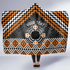 Personalised Aotearoa Niho Taniwha Motif Hooded Blanket Gold Style