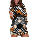 Personalised Aotearoa Niho Taniwha Motif Hoodie Dress Gold Style