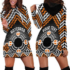 Personalised Aotearoa Niho Taniwha Motif Hoodie Dress Gold Style