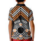 Personalised Aotearoa Niho Taniwha Motif Kid Polo Shirt Gold Style