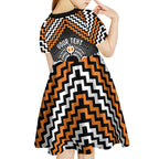 Personalised Aotearoa Niho Taniwha Motif Kid Short Sleeve Dress Gold Style