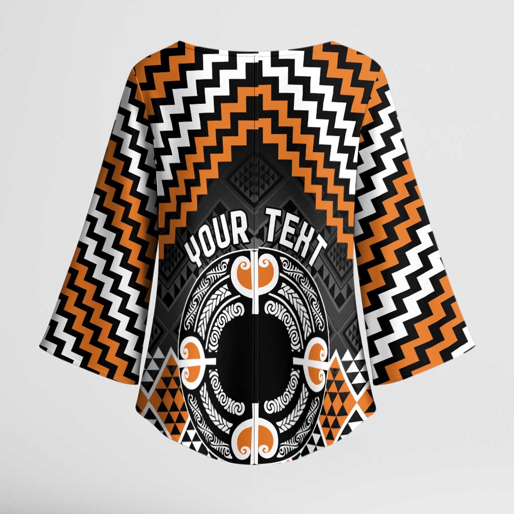 Personalised Aotearoa Niho Taniwha Motif Kimono Sleeve Blouse Gold Style - Aussie Hoodie