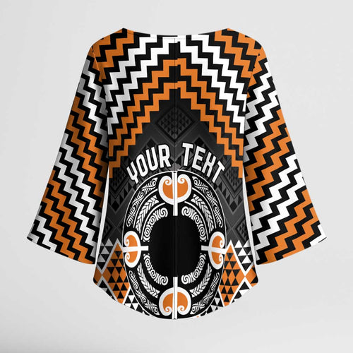 Personalised Aotearoa Niho Taniwha Motif Kimono Sleeve Blouse Gold Style - Aussie Hoodie