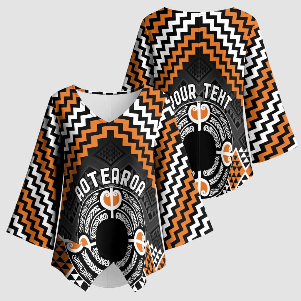 Personalised Aotearoa Niho Taniwha Motif Kimono Sleeve Blouse Gold Style - Aussie Hoodie