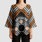 Personalised Aotearoa Niho Taniwha Motif Kimono Sleeve Blouse Gold Style - Aussie Hoodie