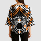 Personalised Aotearoa Niho Taniwha Motif Kimono Sleeve Blouse Gold Style - Aussie Hoodie
