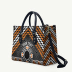 Personalised Aotearoa Niho Taniwha Motif Leather Bag Gold Style - Aussie Hoodie