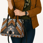 Personalised Aotearoa Niho Taniwha Motif Leather Bag Gold Style - Aussie Hoodie