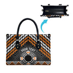 Personalised Aotearoa Niho Taniwha Motif Leather Bag Gold Style - Aussie Hoodie