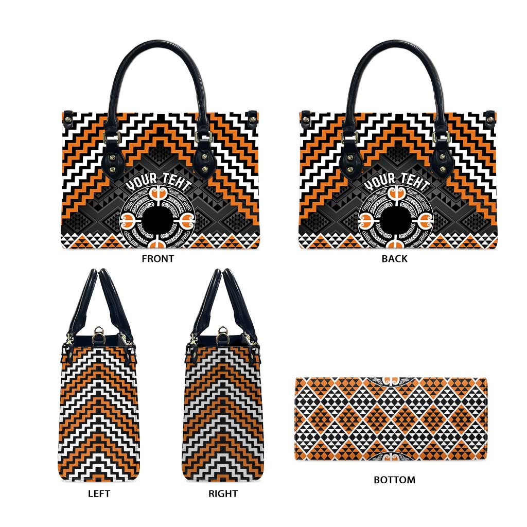 Personalised Aotearoa Niho Taniwha Motif Leather Bag Gold Style - Aussie Hoodie