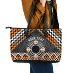 Personalised Aotearoa Niho Taniwha Motif Leather Tote Bag Gold Style