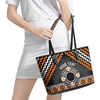 Personalised Aotearoa Niho Taniwha Motif Leather Tote Bag Gold Style