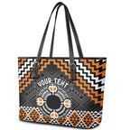 Personalised Aotearoa Niho Taniwha Motif Leather Tote Bag Gold Style