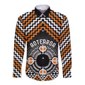 Personalised Aotearoa Niho Taniwha Motif Long Sleeve Button Shirt Gold Style