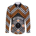 Personalised Aotearoa Niho Taniwha Motif Long Sleeve Button Shirt Gold Style