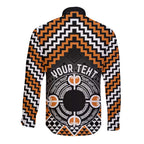 Personalised Aotearoa Niho Taniwha Motif Long Sleeve Button Shirt Gold Style