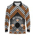 Personalised Aotearoa Niho Taniwha Motif Long Sleeve Polo Shirt Gold Style