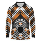 Personalised Aotearoa Niho Taniwha Motif Long Sleeve Polo Shirt Gold Style