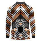 Personalised Aotearoa Niho Taniwha Motif Long Sleeve Polo Shirt Gold Style