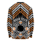 Personalised Aotearoa Niho Taniwha Motif Long Sleeve Shirt Gold Style