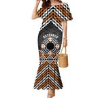 Personalised Aotearoa Niho Taniwha Motif Mermaid Dress Gold Style