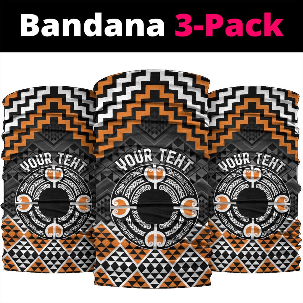 Personalised Aotearoa Niho Taniwha Motif Neck Gaiter Gold Style - Aussie Hoodie